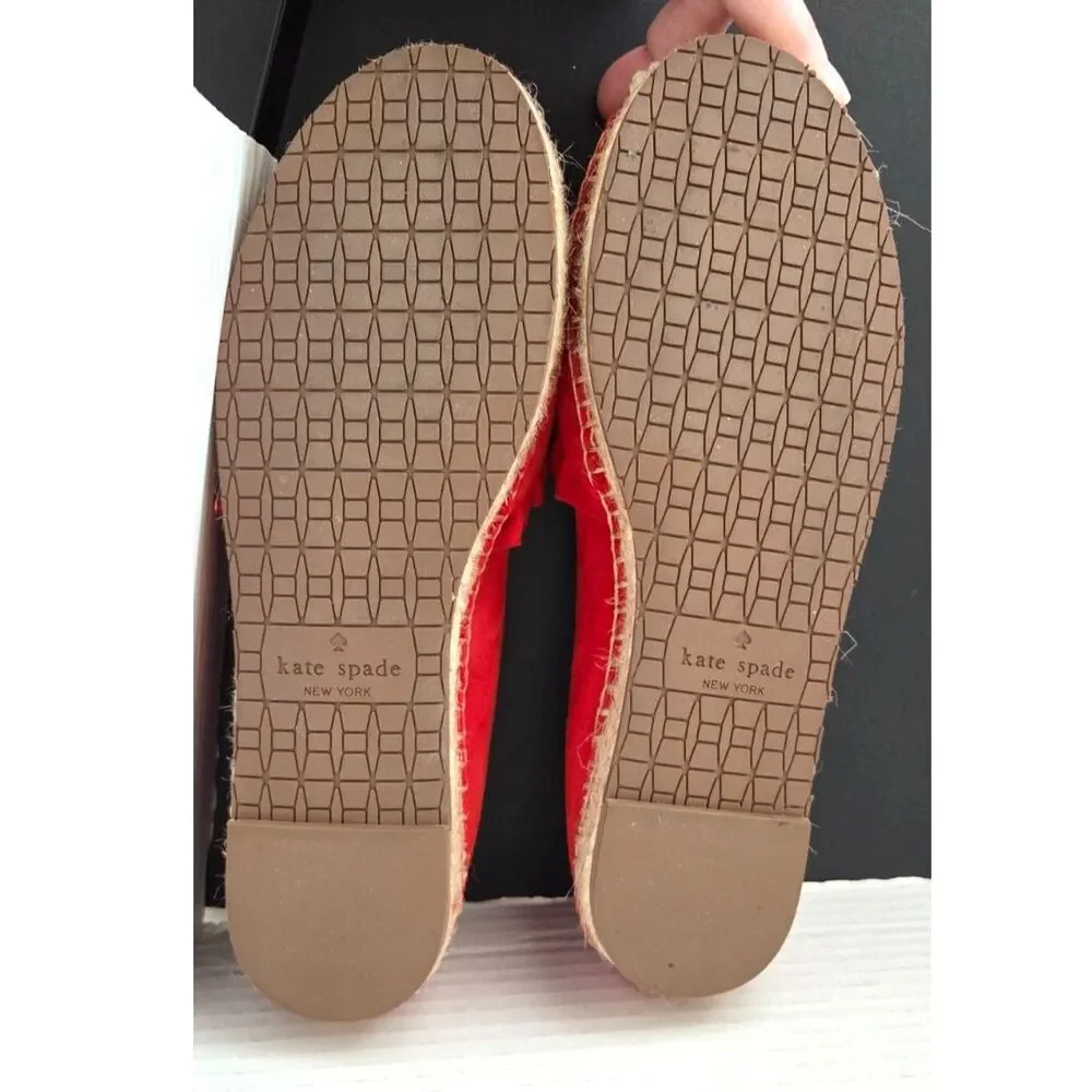 Kate Spade Lisbon Red Suede Ruffle Espadrille Flats Size 7.5